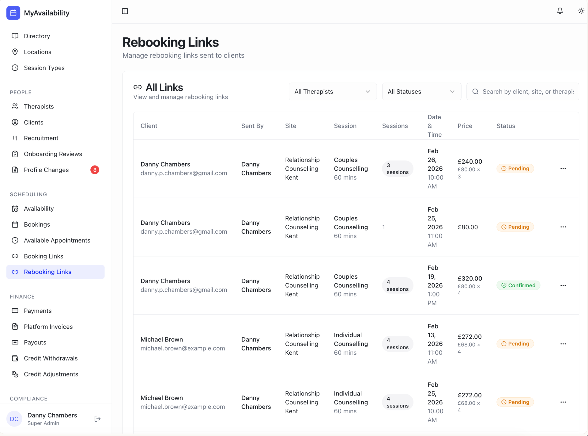 Rebooking